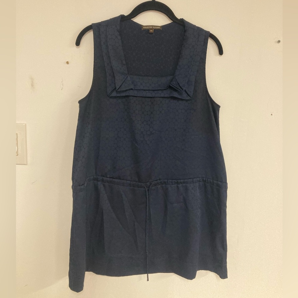 Navy blue vintage inspired cinch waist top size medium